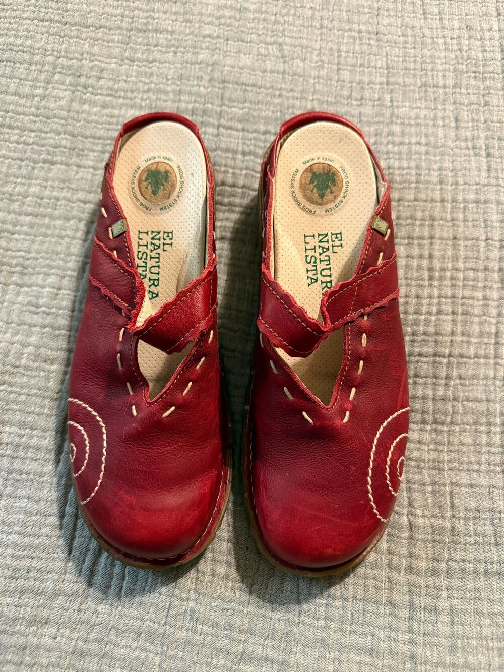 El Naturalista Yggdrasil NG96 Red Leather Slip On Clogs Size 41 US Women’s Sz 10